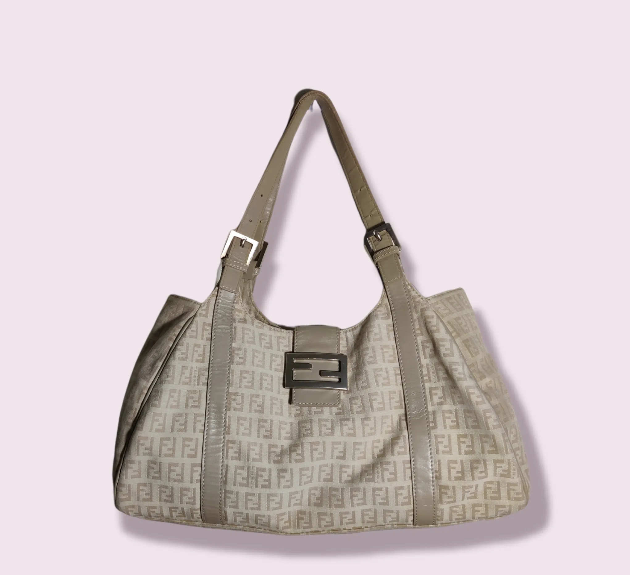 00s 00’s Beige Fendi Zucchino Canvas Handbag By Fendi