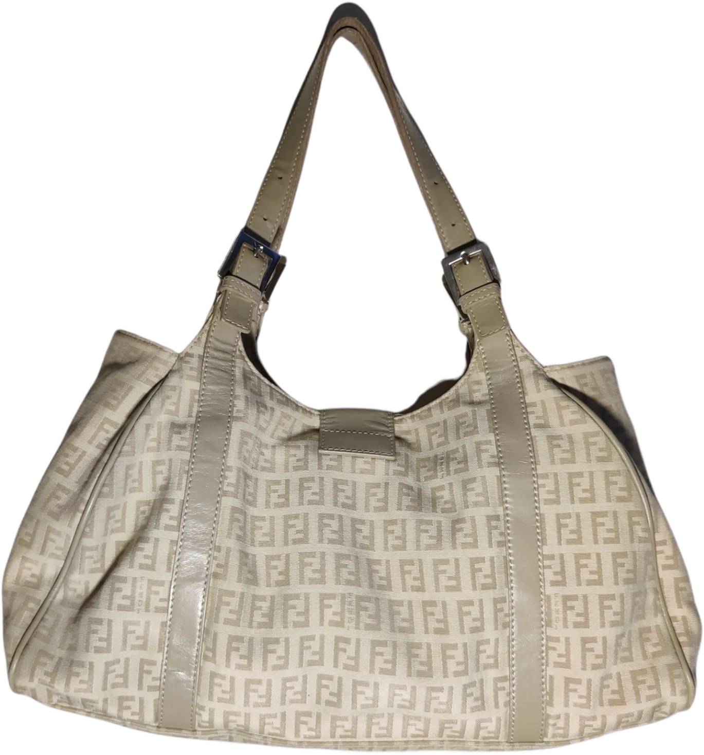 00s 00’s Beige Fendi Zucchino Canvas Handbag By Fendi