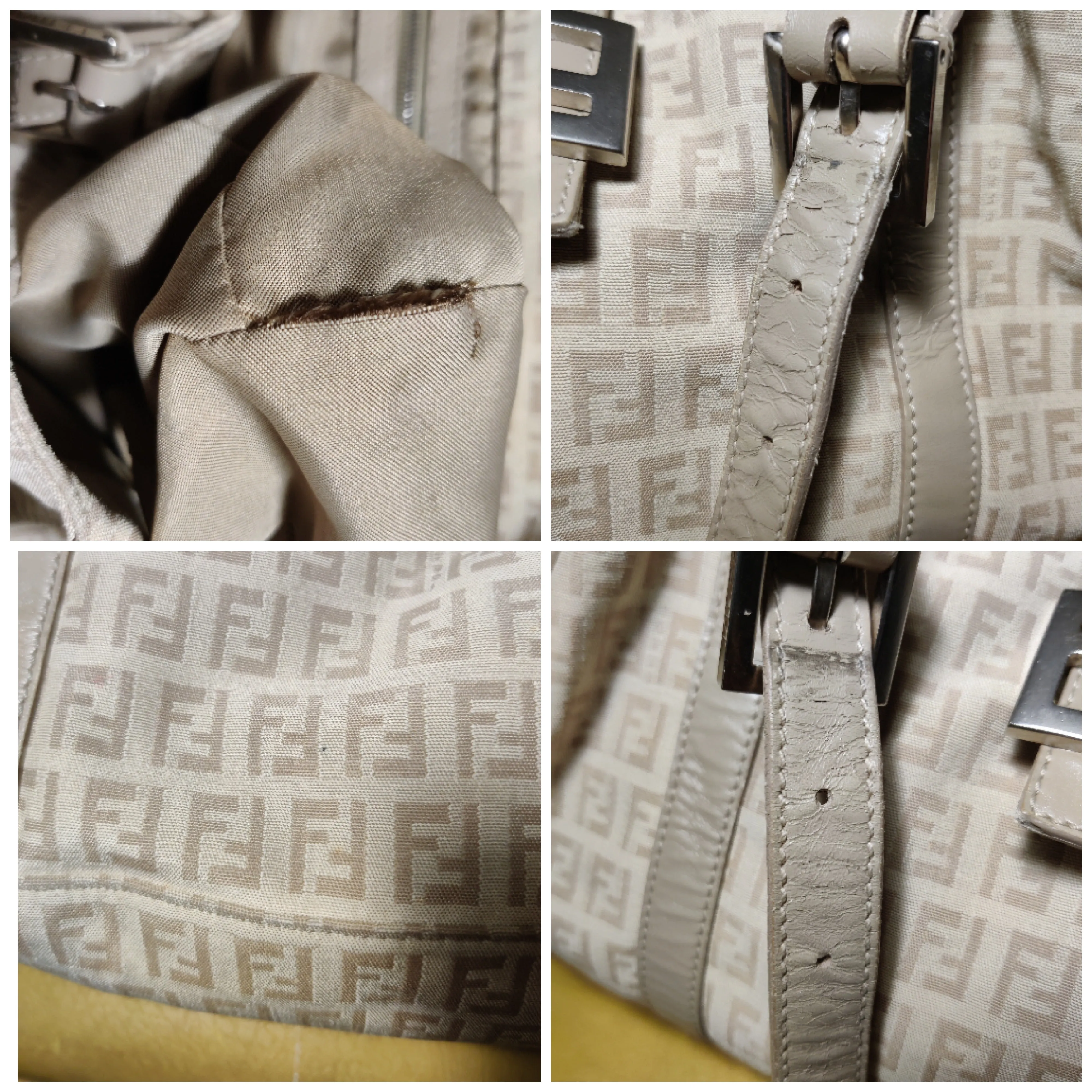 00s 00’s Beige Fendi Zucchino Canvas Handbag By Fendi