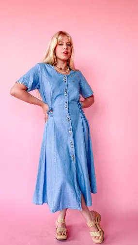 1980s Studded Denim Dress, sz. L