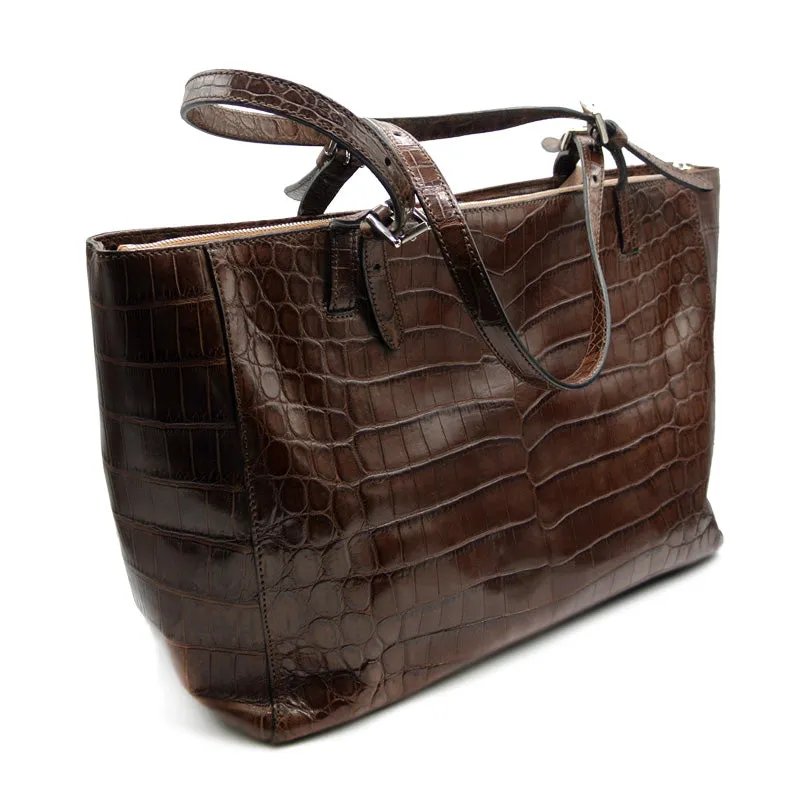 30-655-BRN THE ISABEL Gracen Nile Crocodile Handbag, Brown