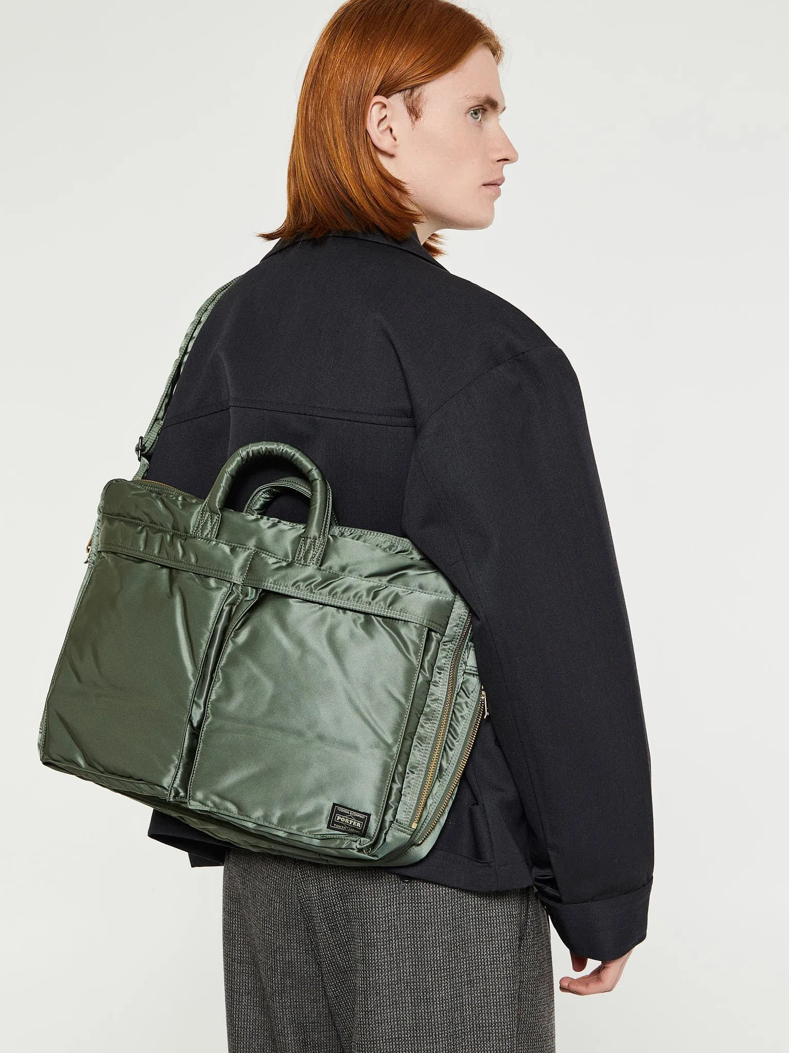 ALL NEW TANKER Double Zip 2Way Briefcase in Sage Green