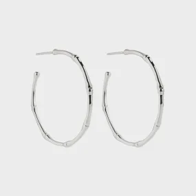 Bamboo Large Silver Stud Hoop