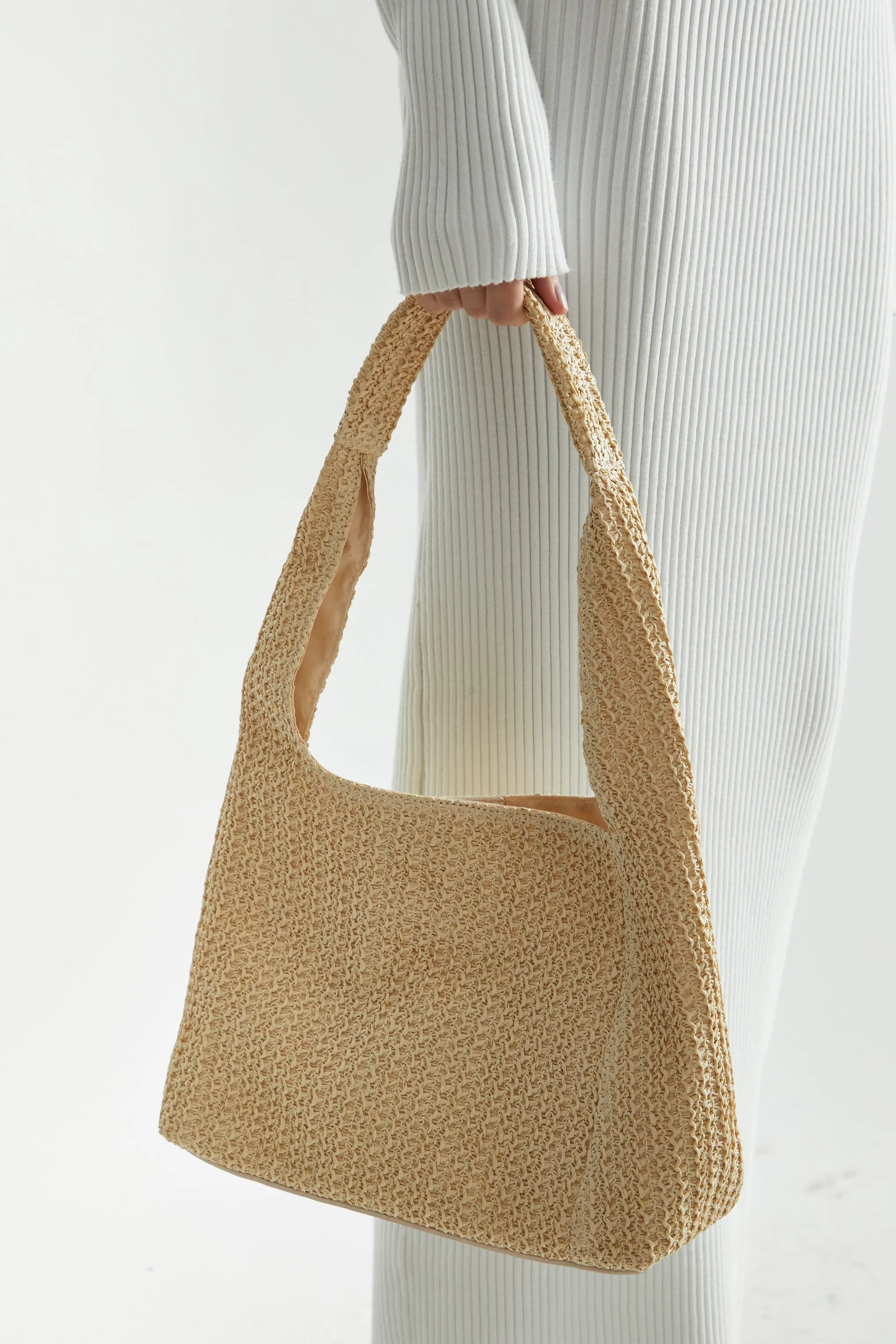 Beige Straw Tote-Bag