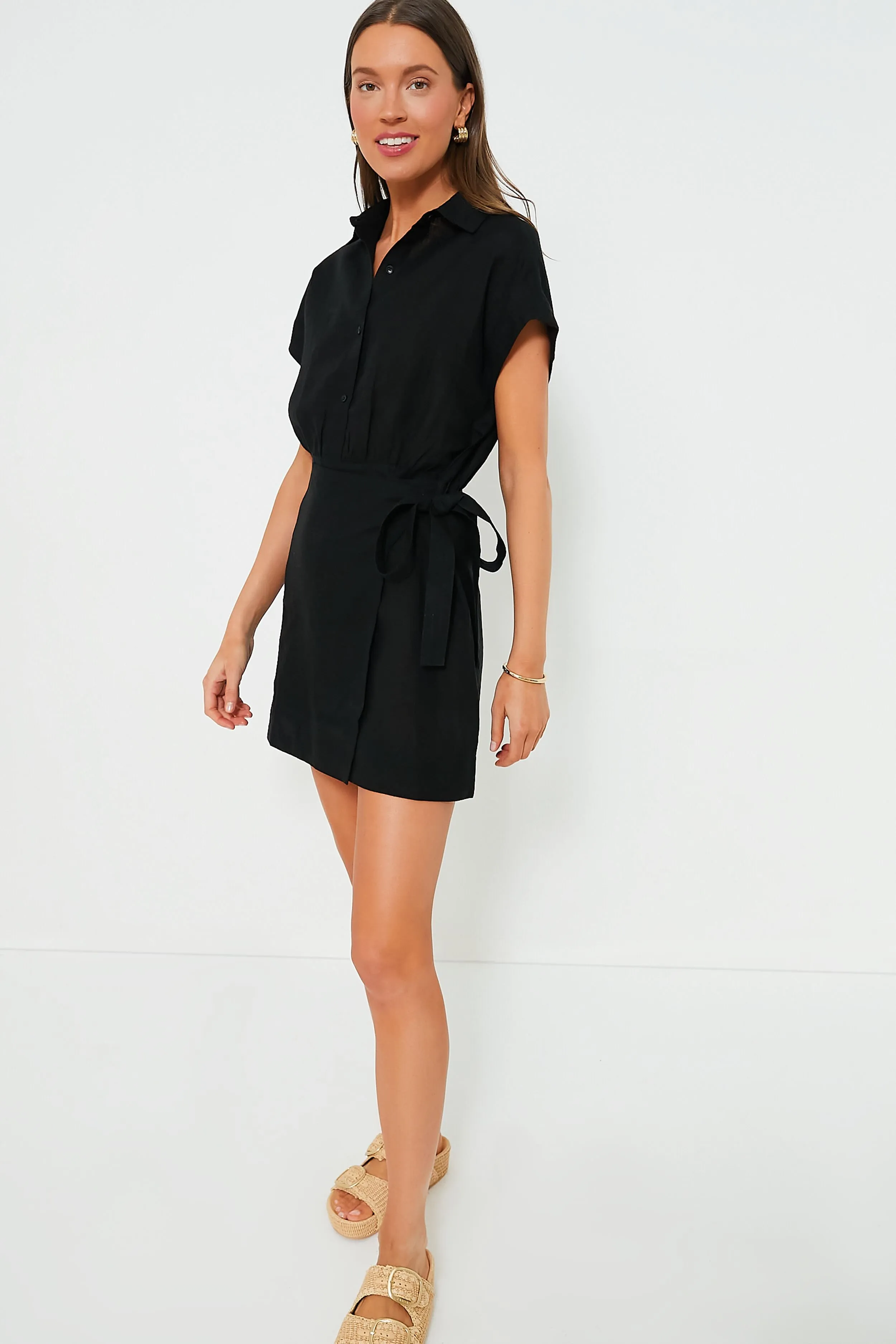 Black Catania Wrap Mini Dress