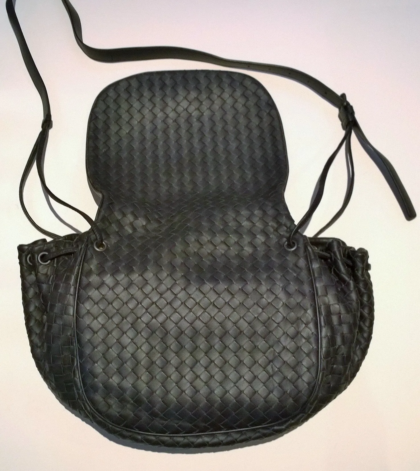 Bottega Veneta Black Intrecciato Woven Leather Crossbody Bag