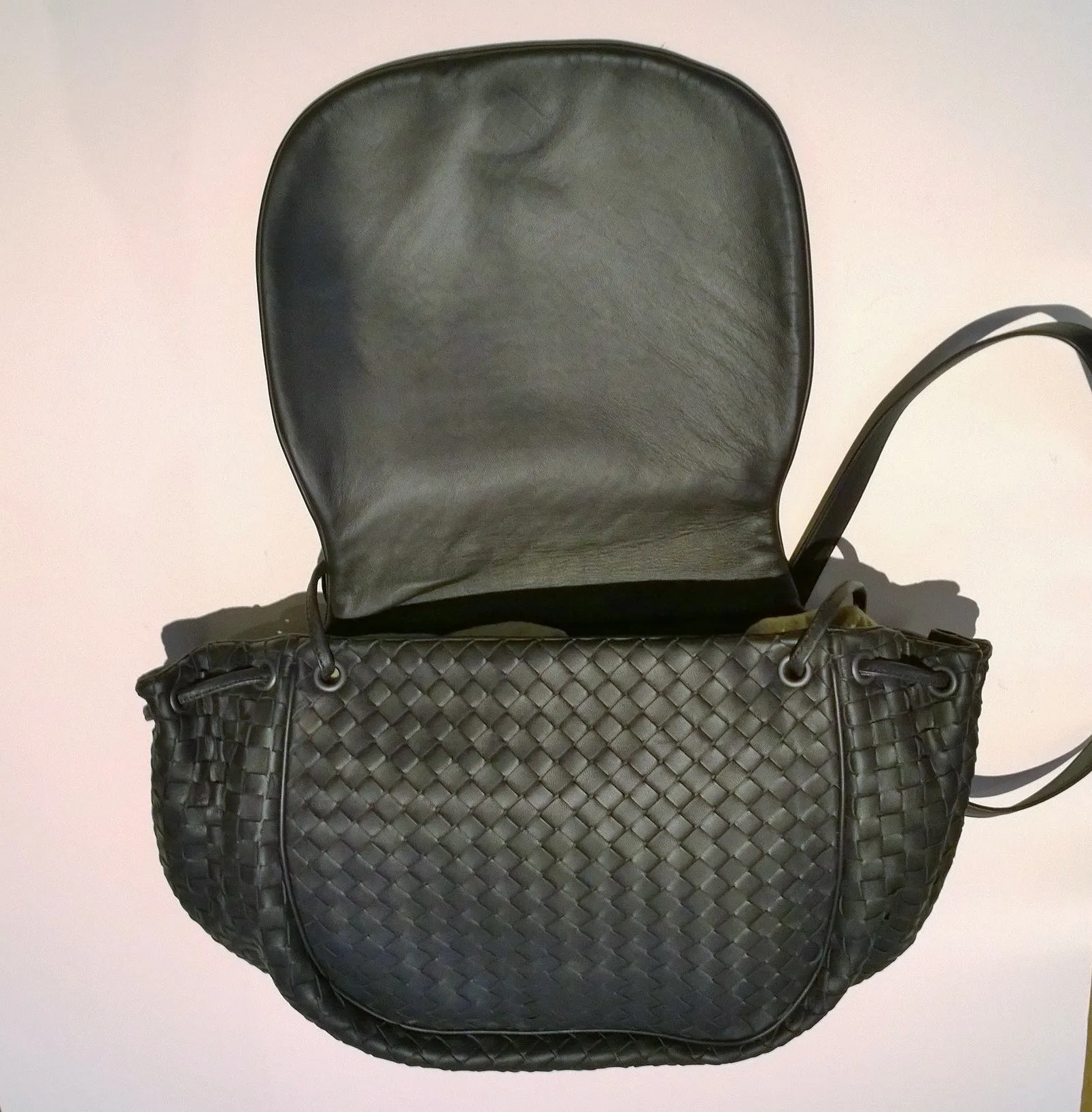 Bottega Veneta Black Intrecciato Woven Leather Crossbody Bag