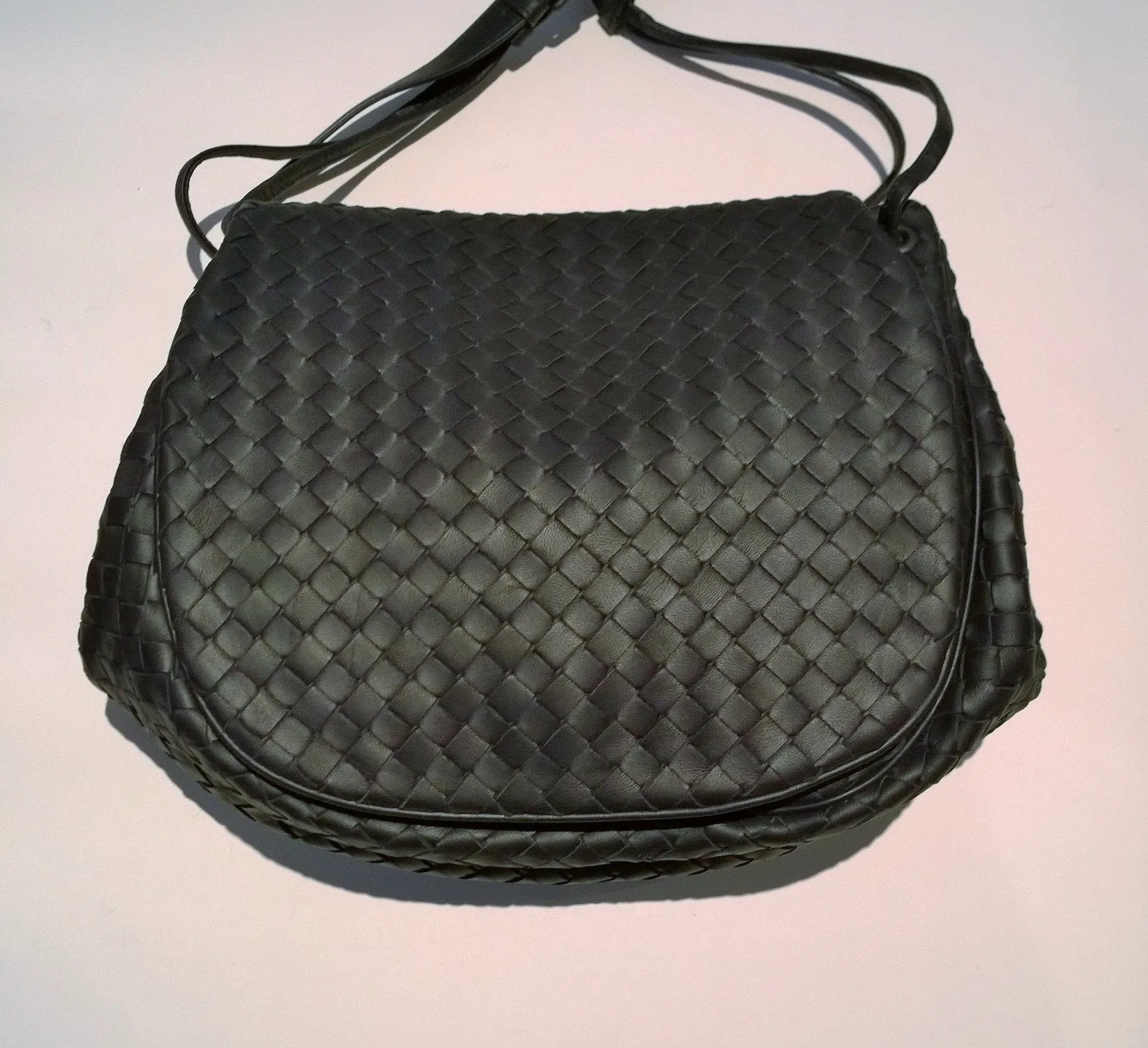 Bottega Veneta Black Intrecciato Woven Leather Crossbody Bag