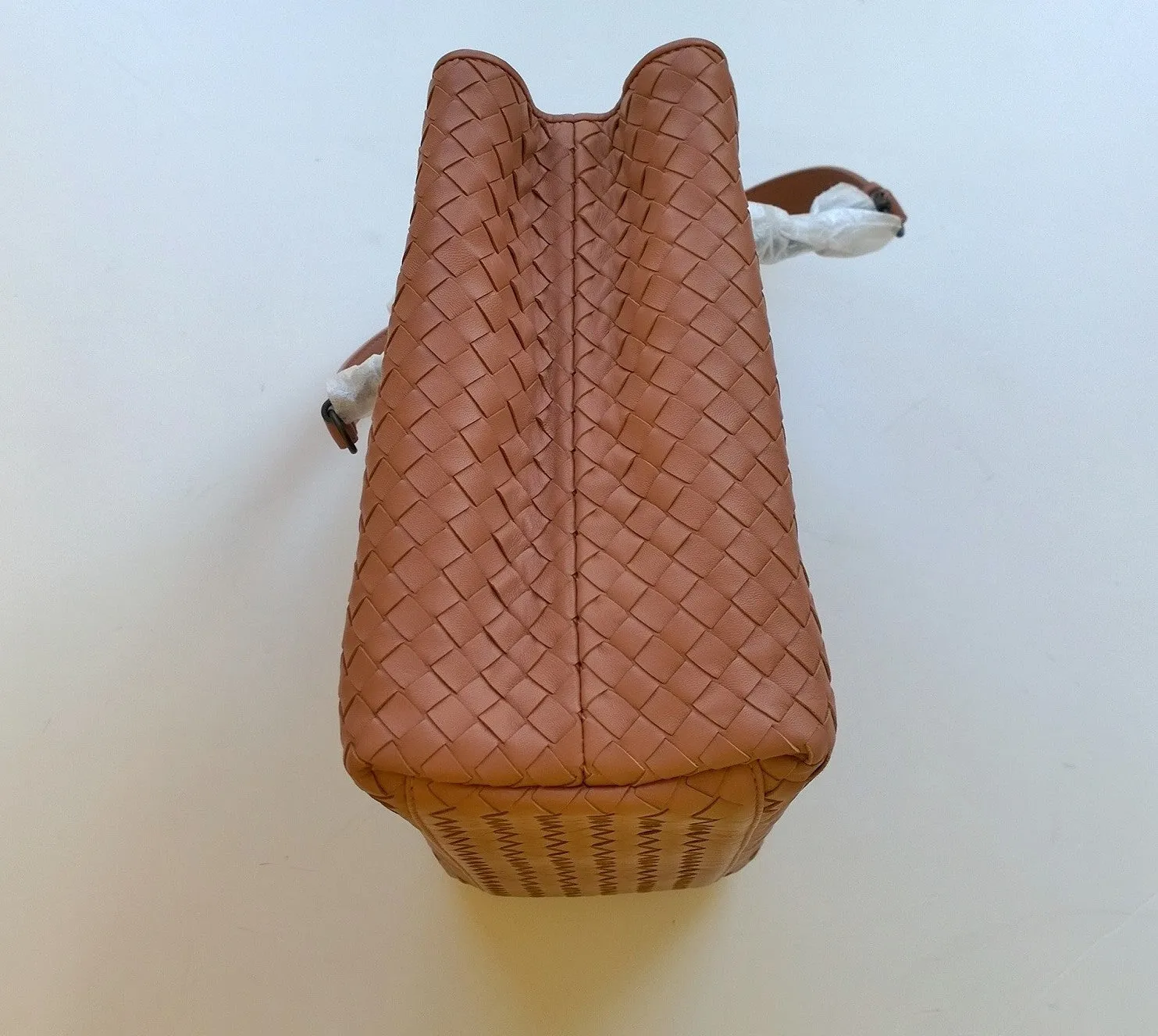 Bottega Veneta Studs Woven Chain Handle Handbag Tote Bag Terra Cotta