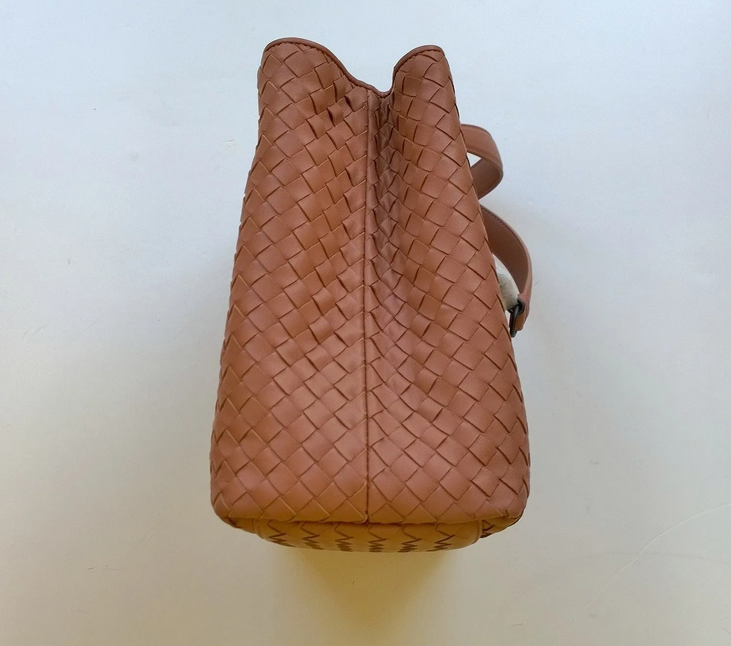 Bottega Veneta Studs Woven Chain Handle Handbag Tote Bag Terra Cotta