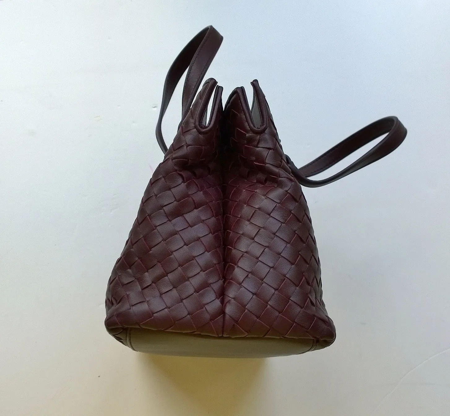 Bottega Veneta Woven Leather Tote Bag in Oxblood Leather Burgundy