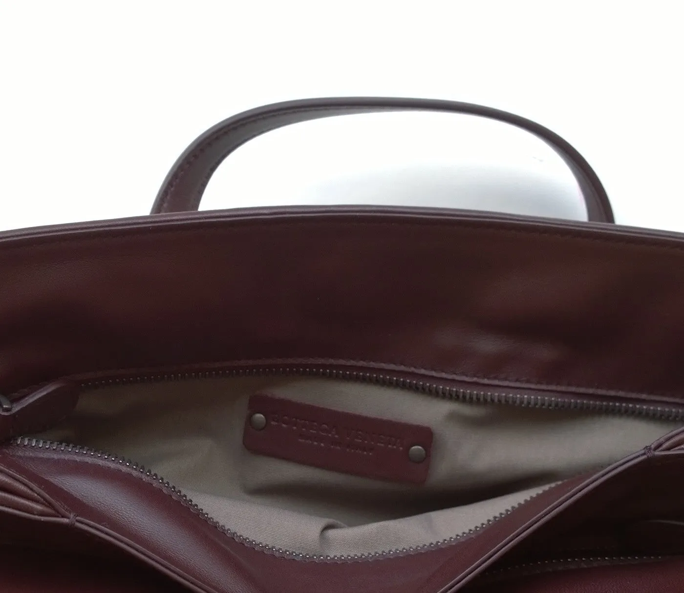 Bottega Veneta Woven Leather Tote Bag in Oxblood Leather Burgundy