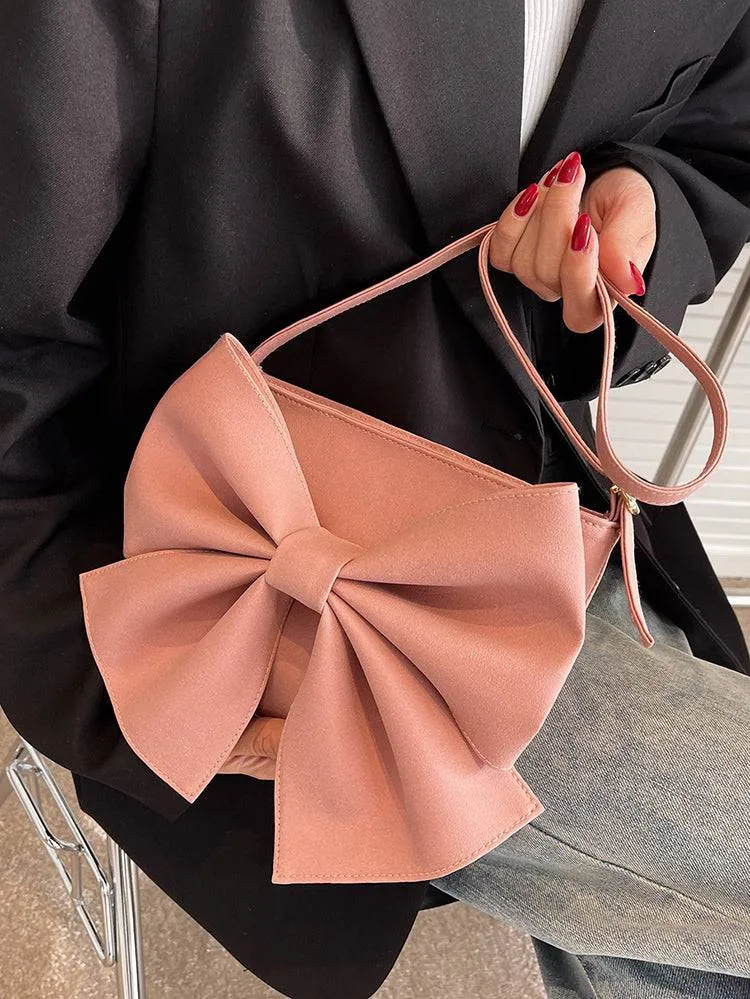 Bow Decor Zipper Square Bag