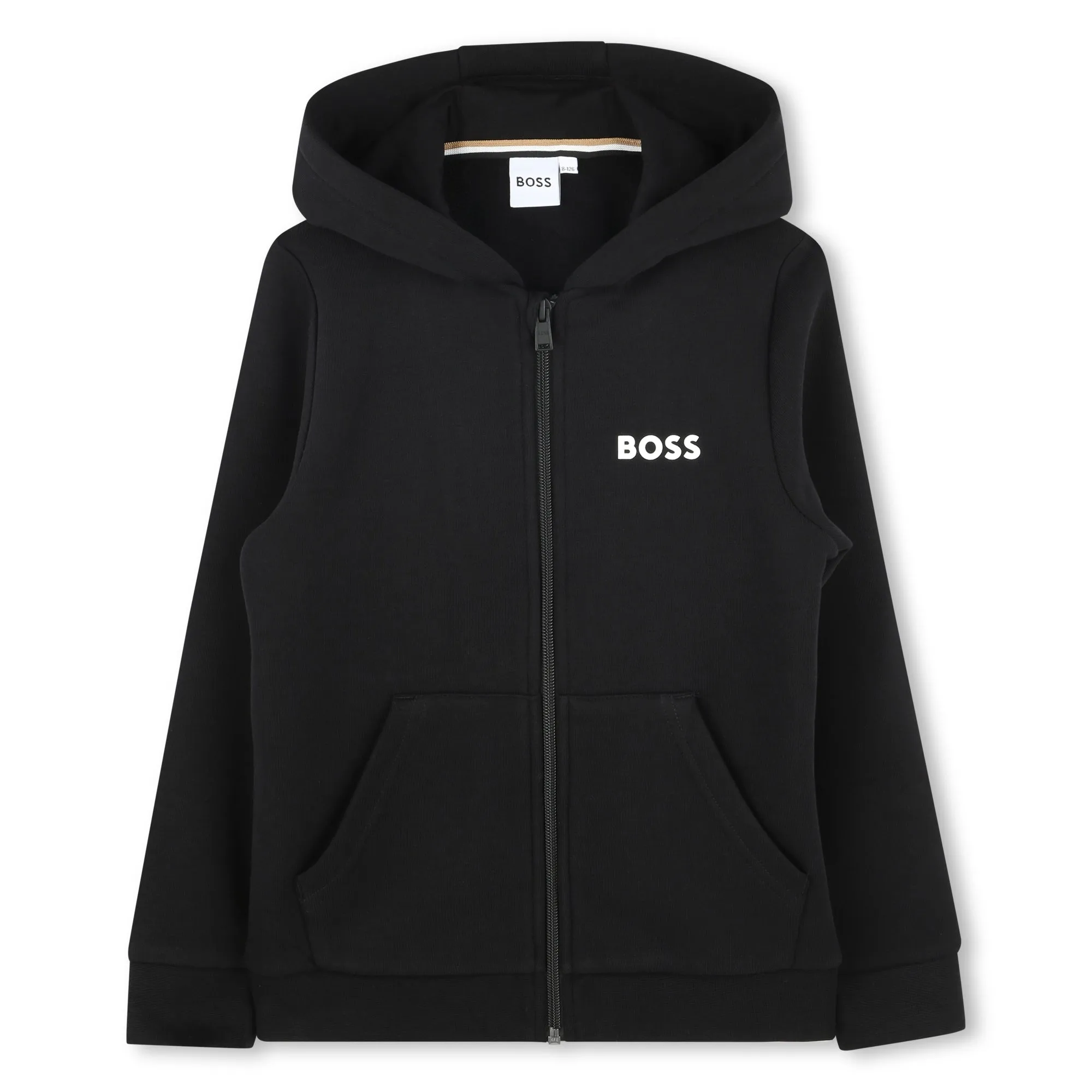 Boys Small Logo Zip Up Black Hoodie