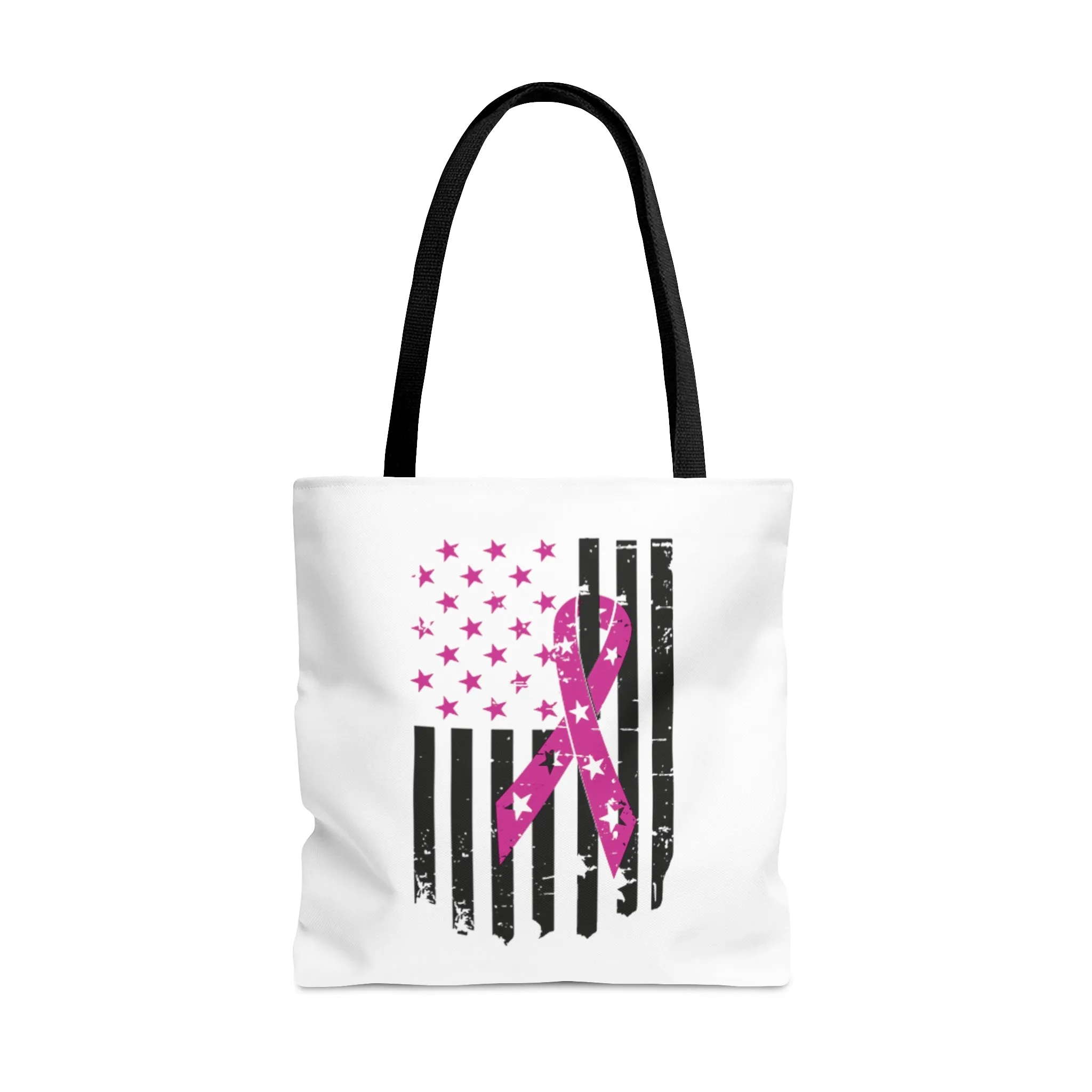 Breast Cancer Flag Tote Bag only at Bling & Bloom's Boutique | Fight Cancer Bags | Pick Ribbon Tote Bags