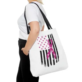 Breast Cancer Flag Tote Bag only at Bling & Bloom's Boutique | Fight Cancer Bags | Pick Ribbon Tote Bags