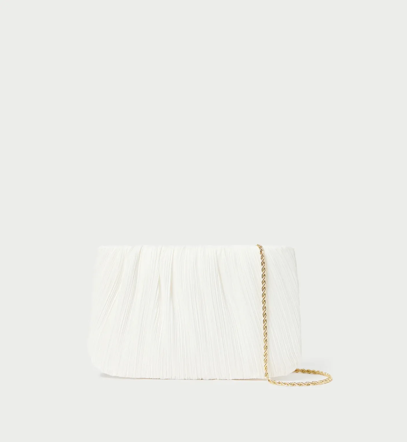 Brit White Flat Pleated Clutch