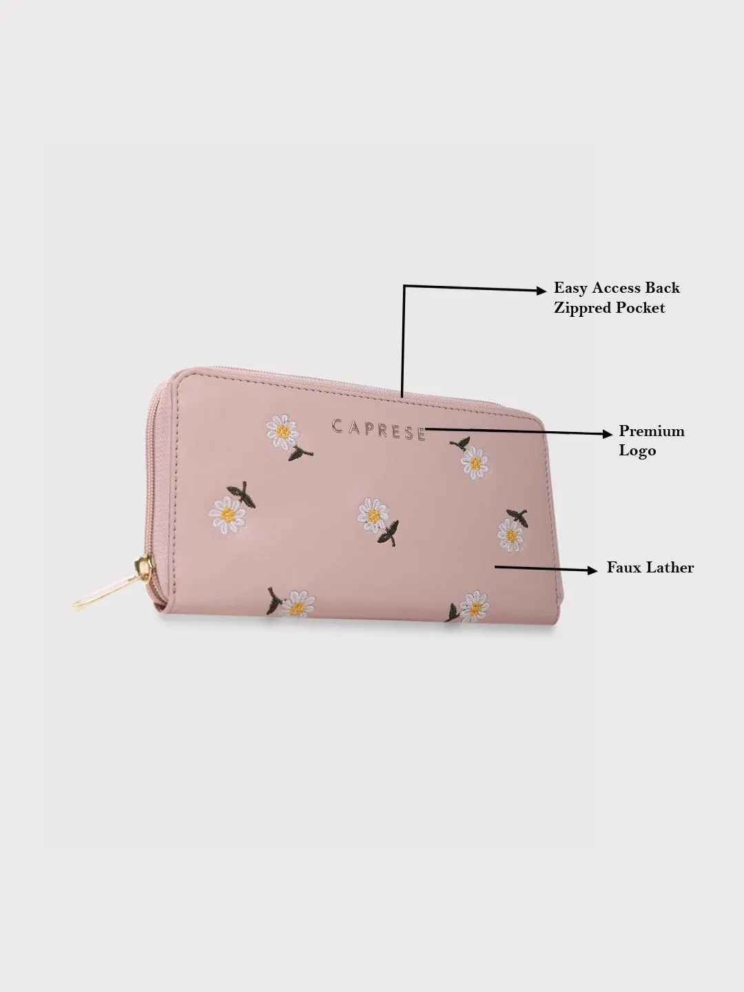 Caprese Kyle Zip Around Wallet Large Soft Pink