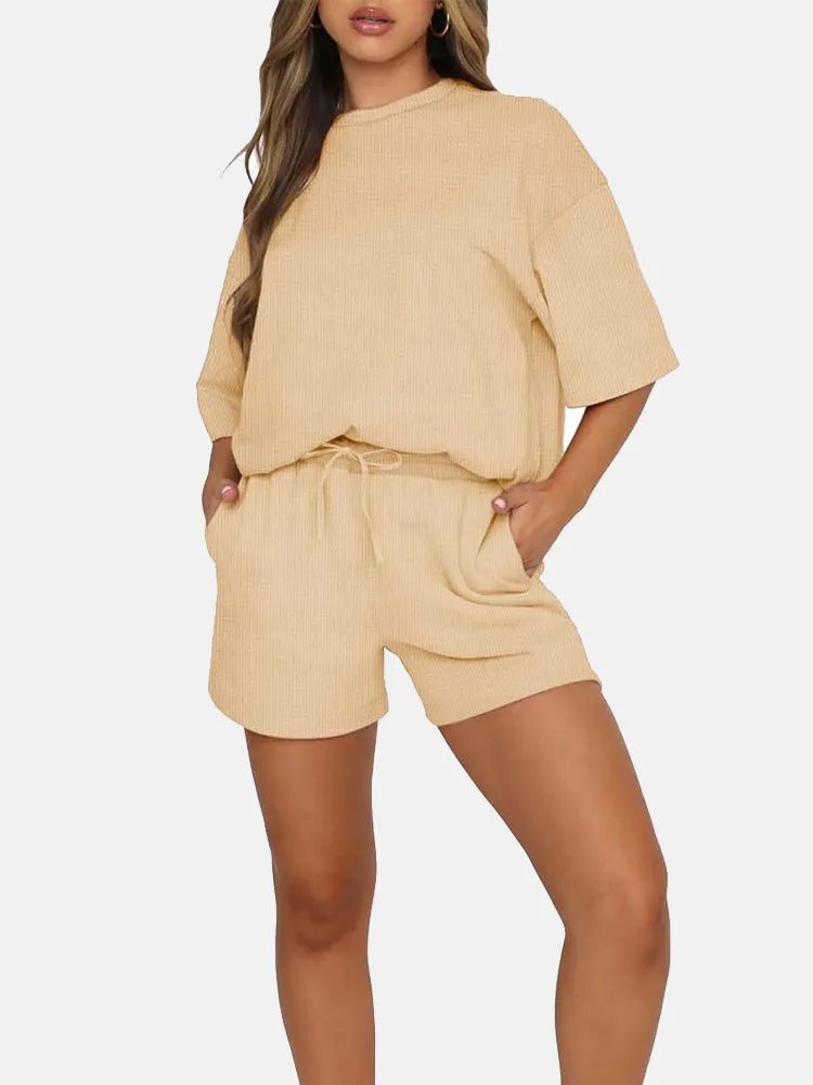 Casual Top Pocket Shorts Set