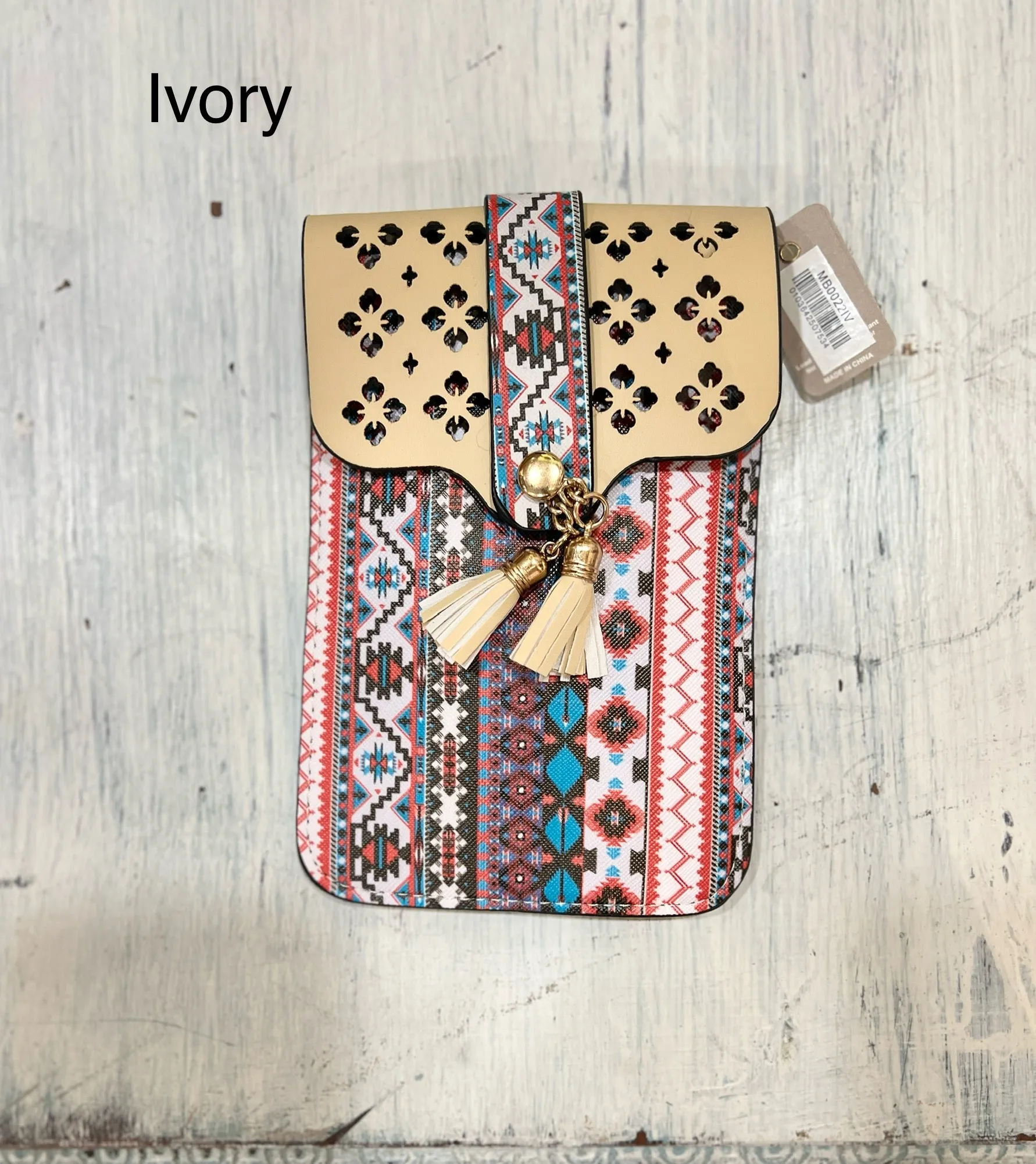 Cell Phone Crossbody in Aztec Print and Clear Window MB0022 -2024