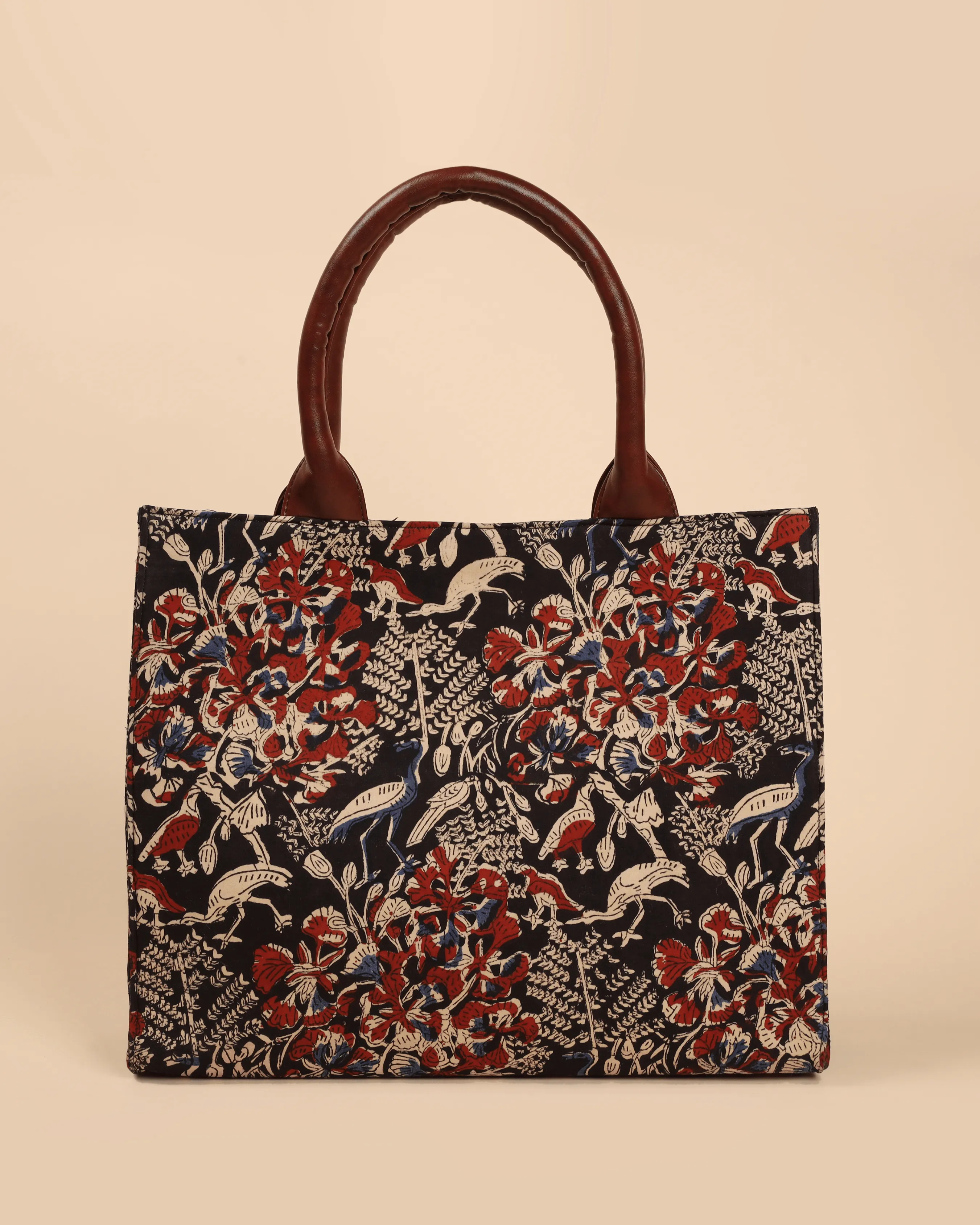 Classic Ebony Handblock Square Tote Bag