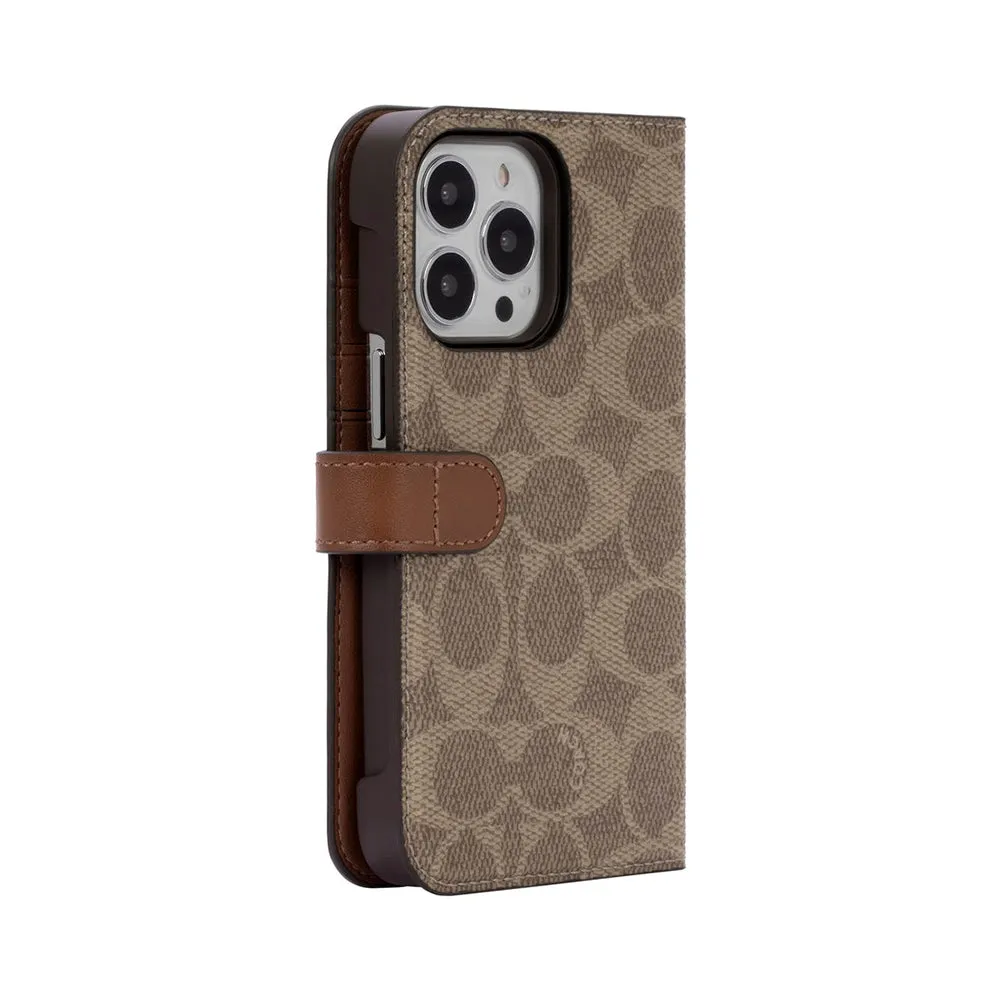 Coach Folio Case for iPhone 13 Pro - Signature C Khaki