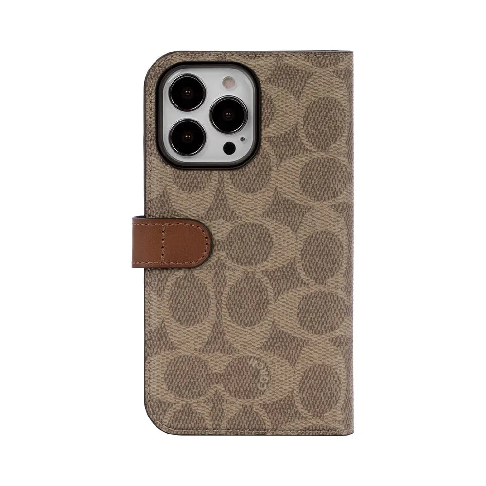 Coach Folio Case for iPhone 13 Pro - Signature C Khaki