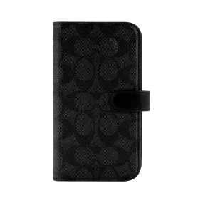 Coach Folio Case for iPhone 14 Signature C Black