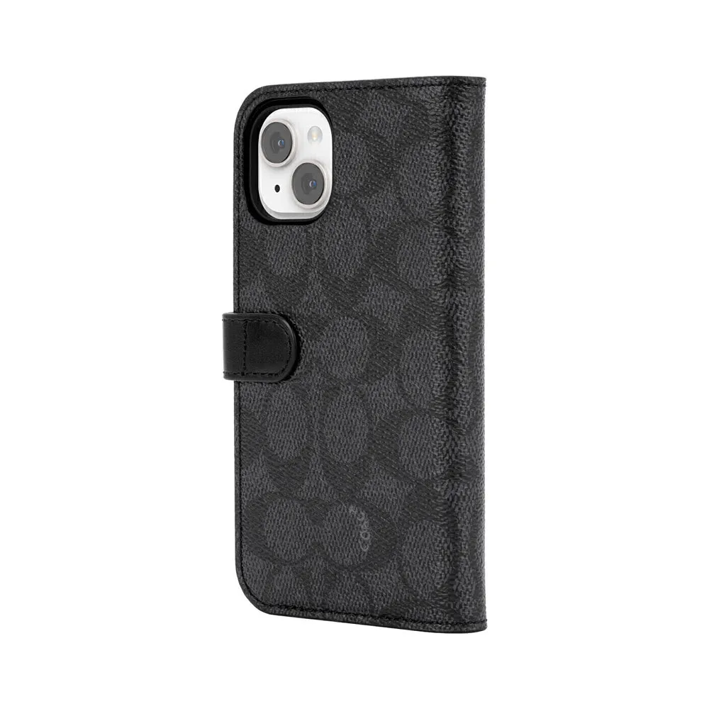 Coach Folio Case for iPhone 14 Signature C Black