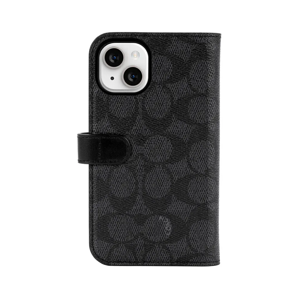 Coach Folio Case for iPhone 14 Signature C Black