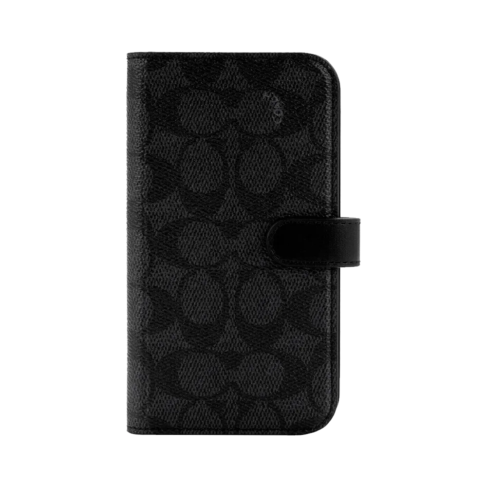 Coach Folio Case for iPhone 14 Signature C Black