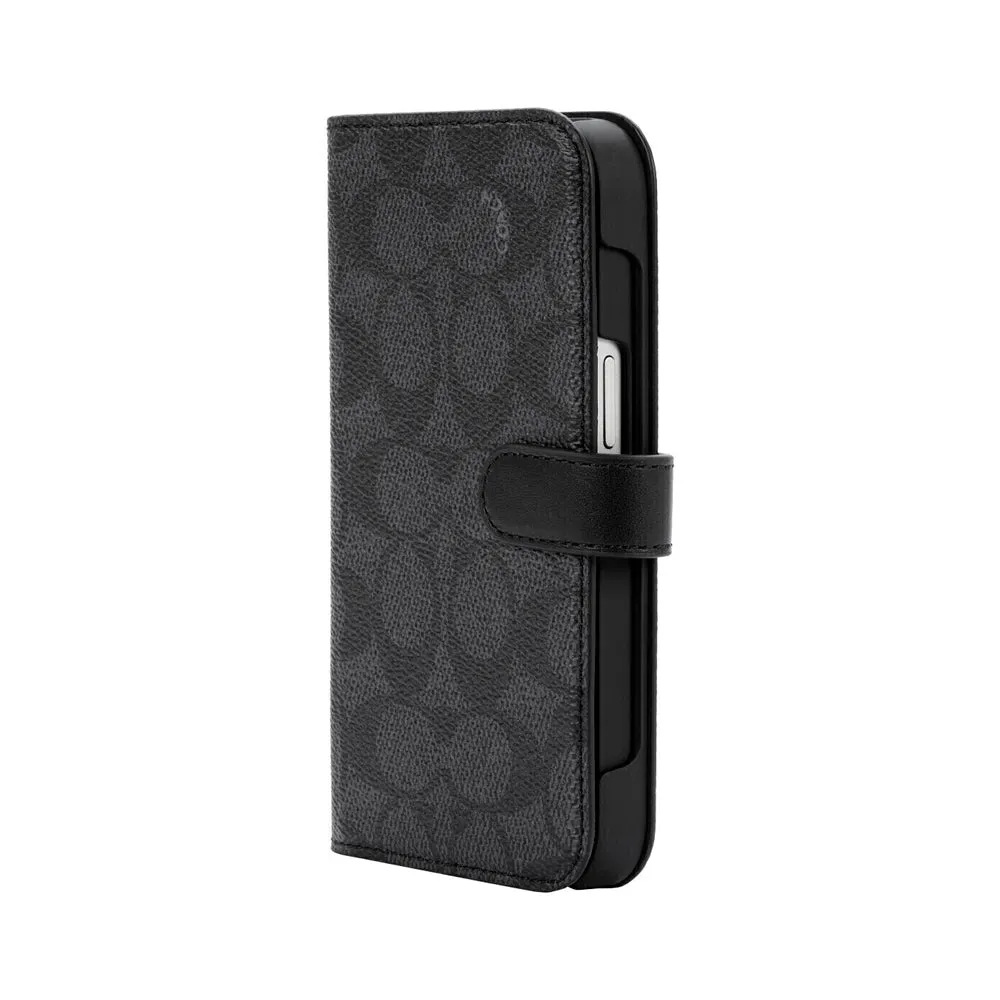 Coach Folio Case for iPhone 14 Signature C Black