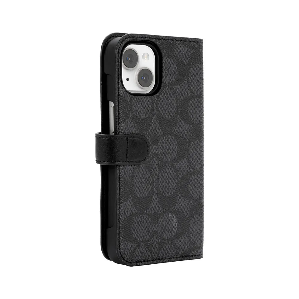 Coach Folio Case for iPhone 14 Signature C Black