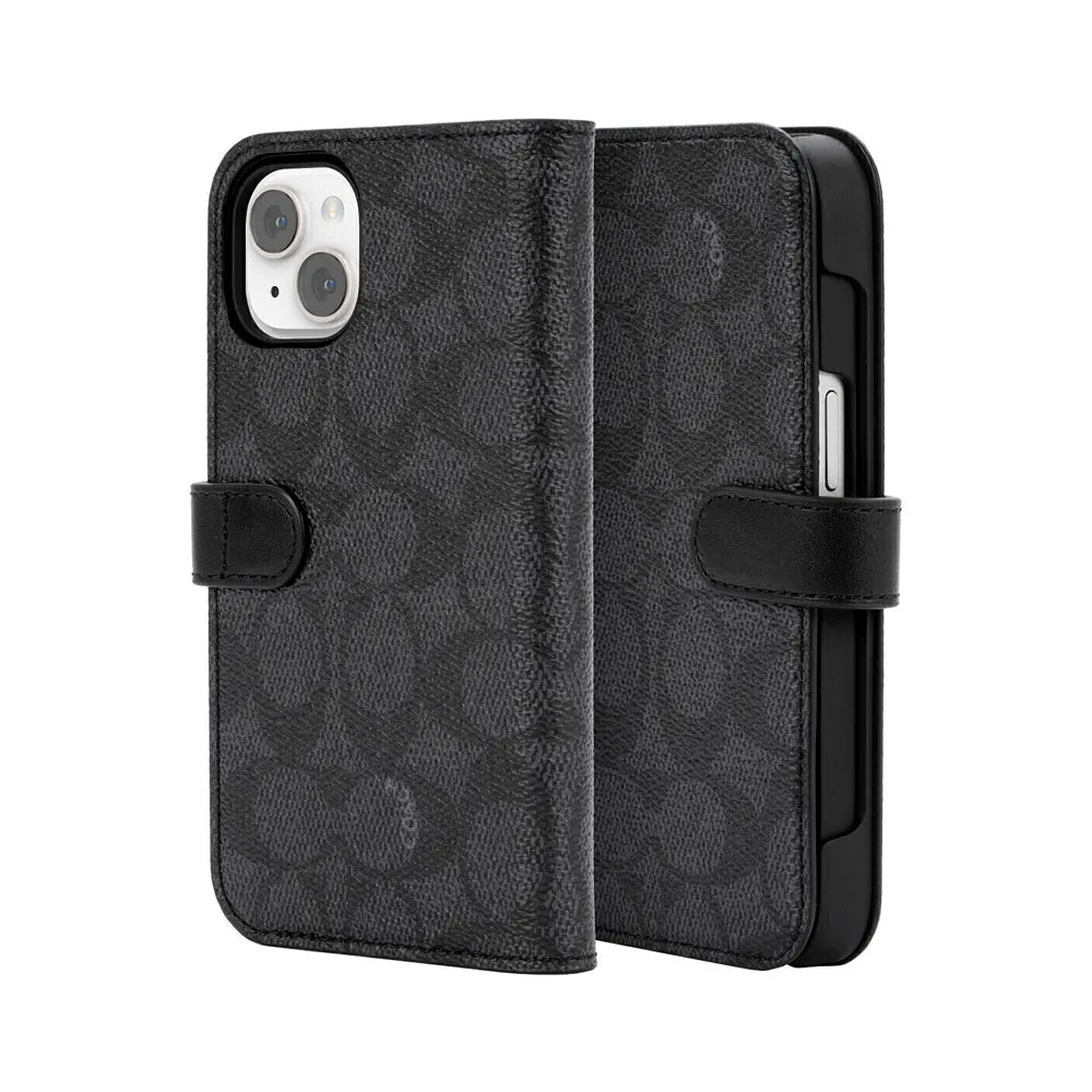 Coach Folio Case for iPhone 14 Signature C Black