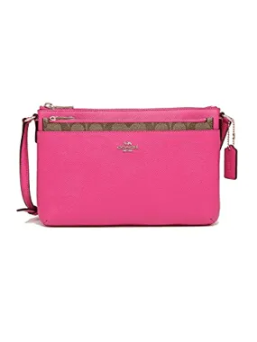 Coach Women's Crossgrain Leather Crossbody With Pop Up Pouch Fuchsia Saddle F57788