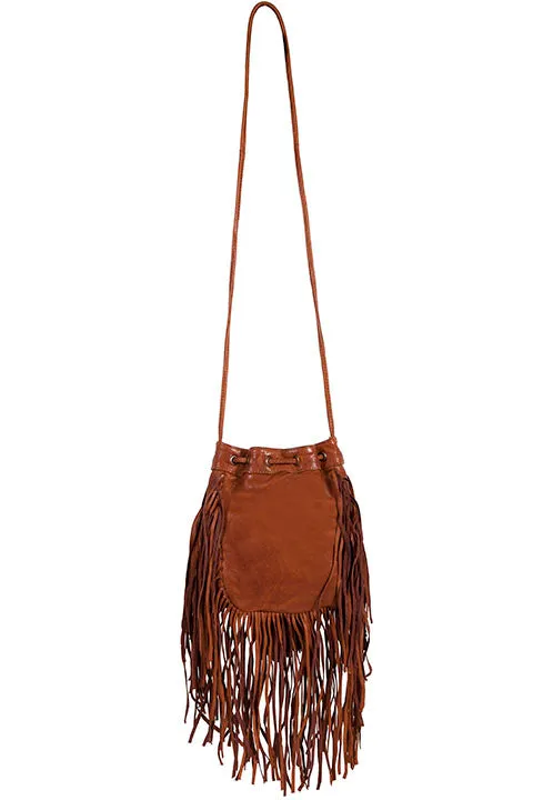 Cognac Fringe Leather Handbag with Tassels Cognac Purse at Bourbon Cowgirl