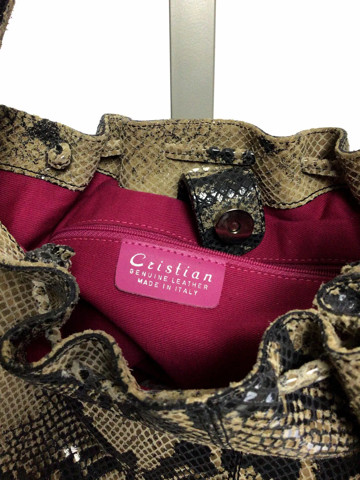 Cristian Beige & Black Snake Print Purse