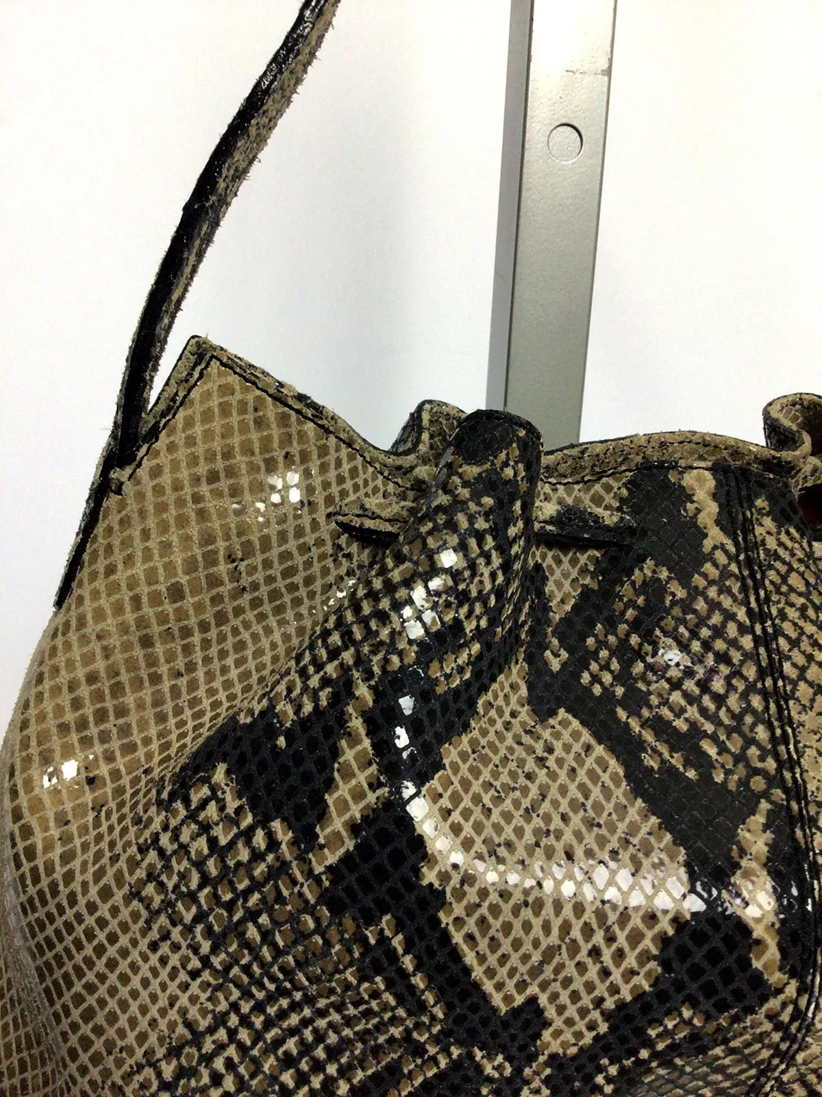 Cristian Beige & Black Snake Print Purse