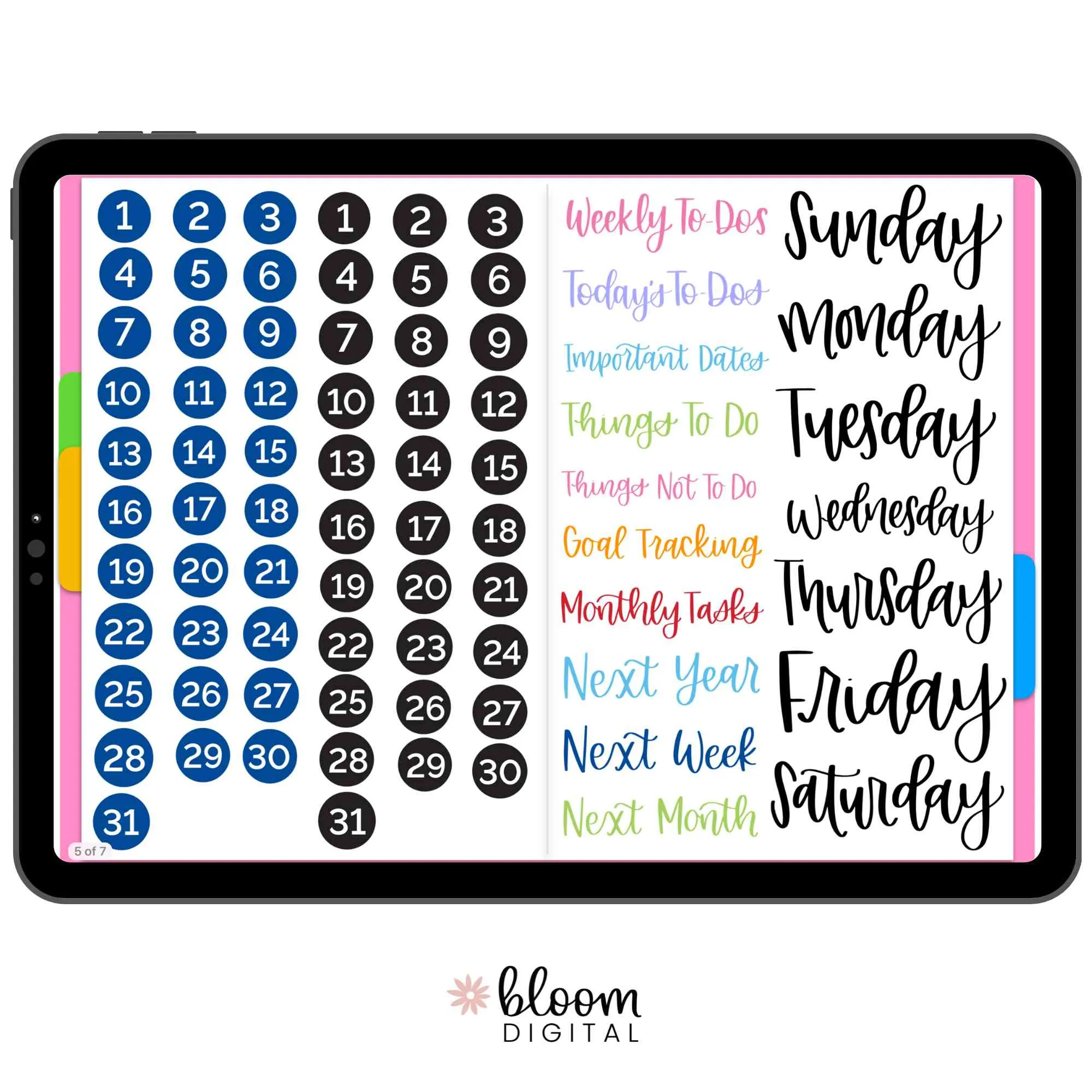 Digital Sticker Pack, Calendar Essentials V1