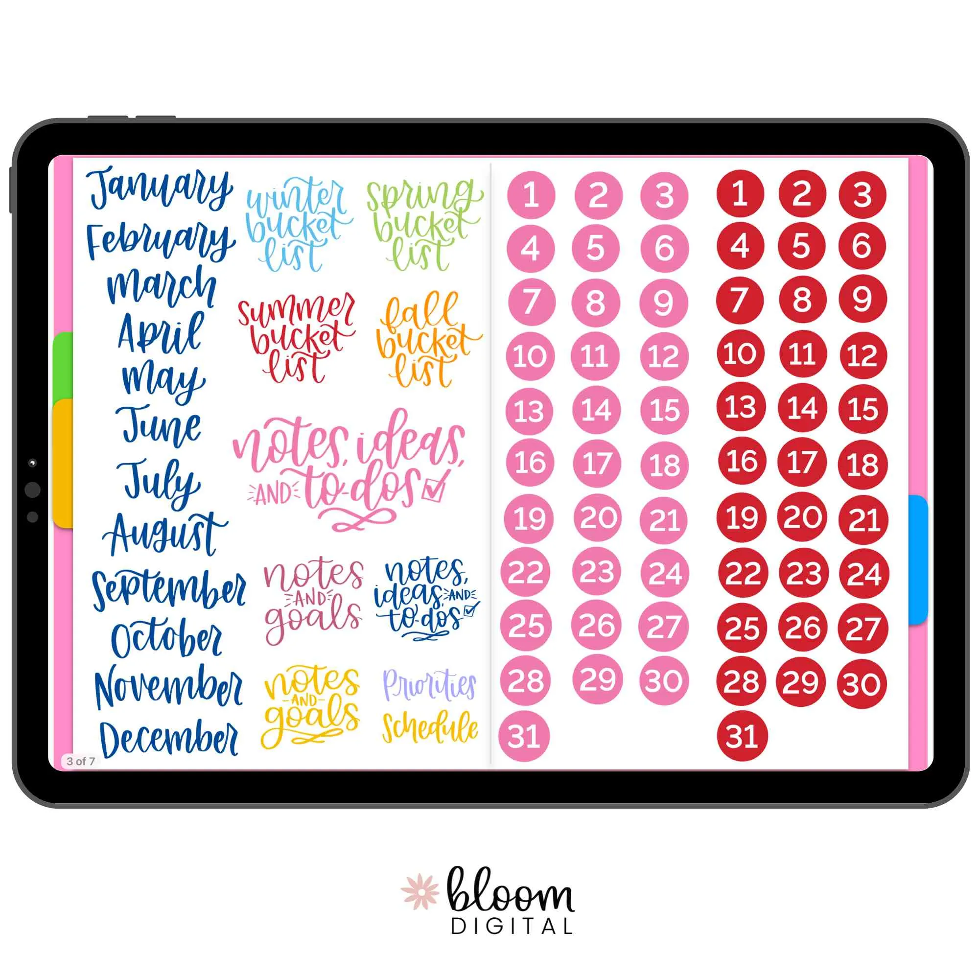 Digital Sticker Pack, Calendar Essentials V1