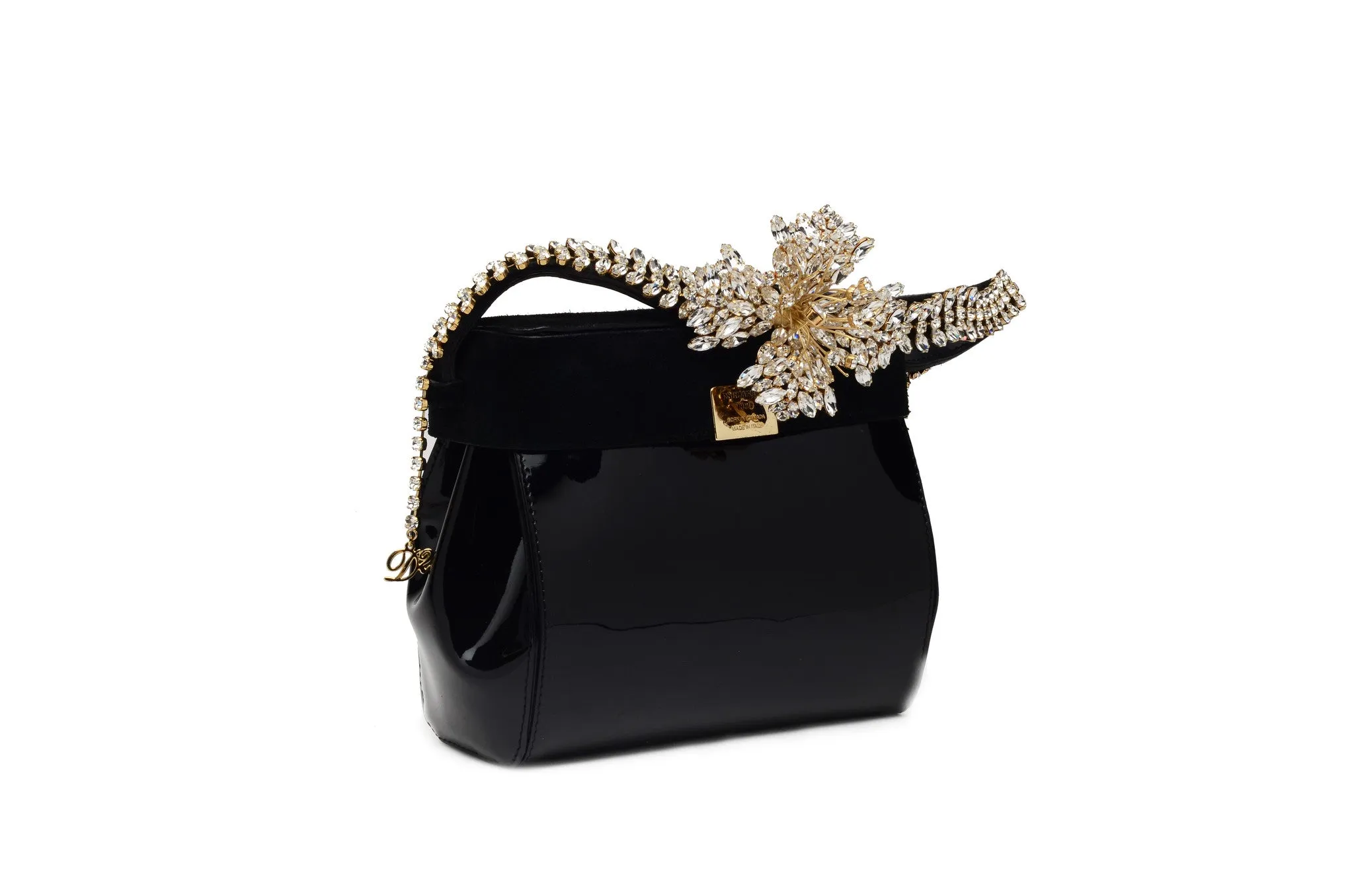 Dsquared2 - As Seen on the 2012 Runway Collection, Look 14 - Rare Collectible Black Patent Handbag with Crystals - One Size