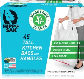 Eco-Friendly 13-Gallon Plant-Based Trash Bags with Ergonomic Handles – Recyclable, Leak-Proof, and Extra Strong