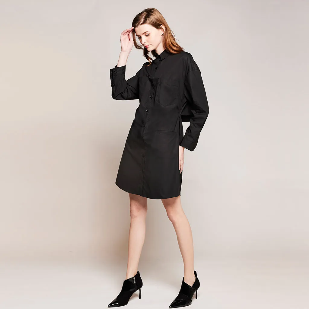 Elastic Back Shirt Dress