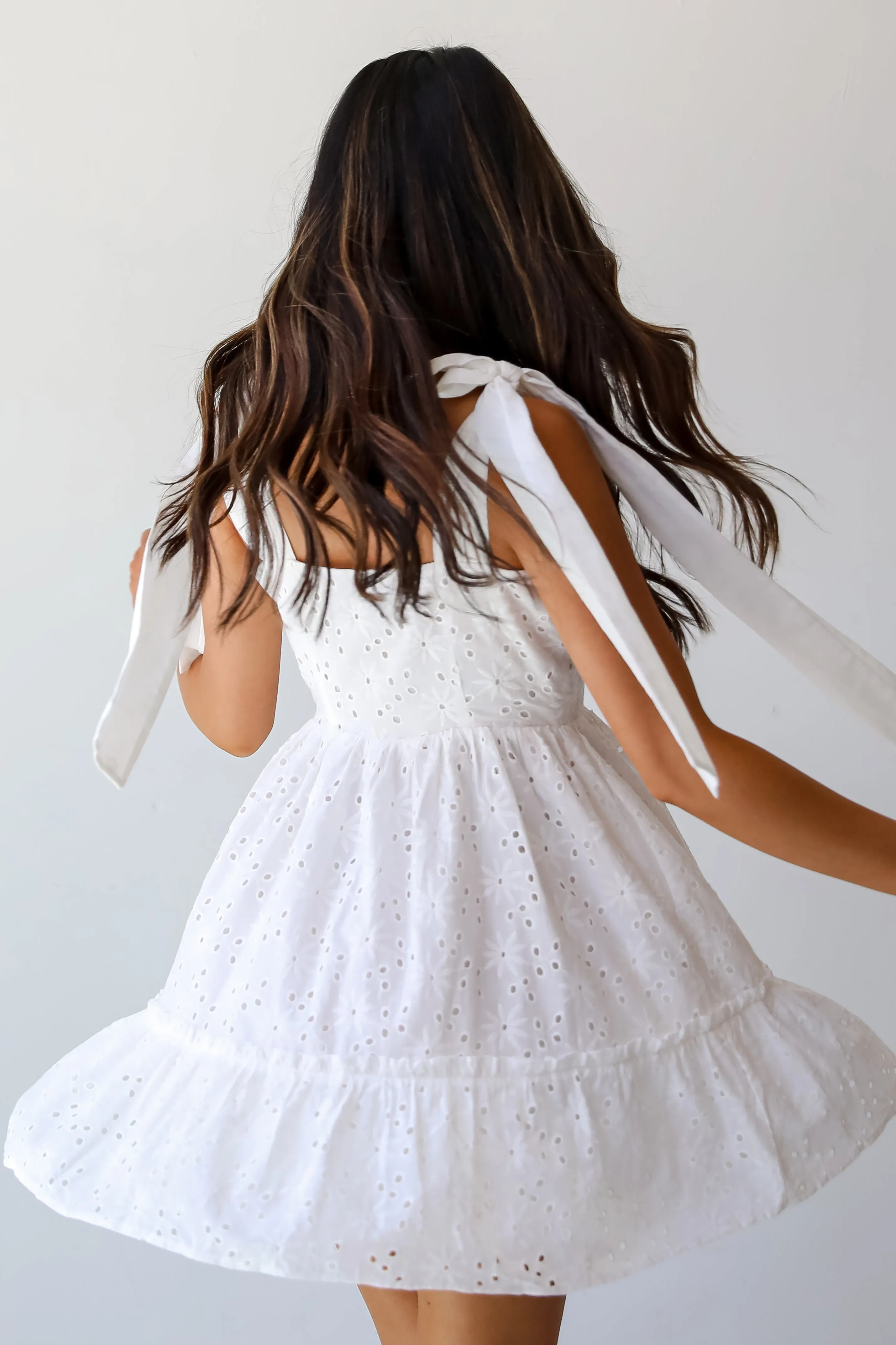 FINAL SALE - All About Love White Eyelet Tiered Mini Dress