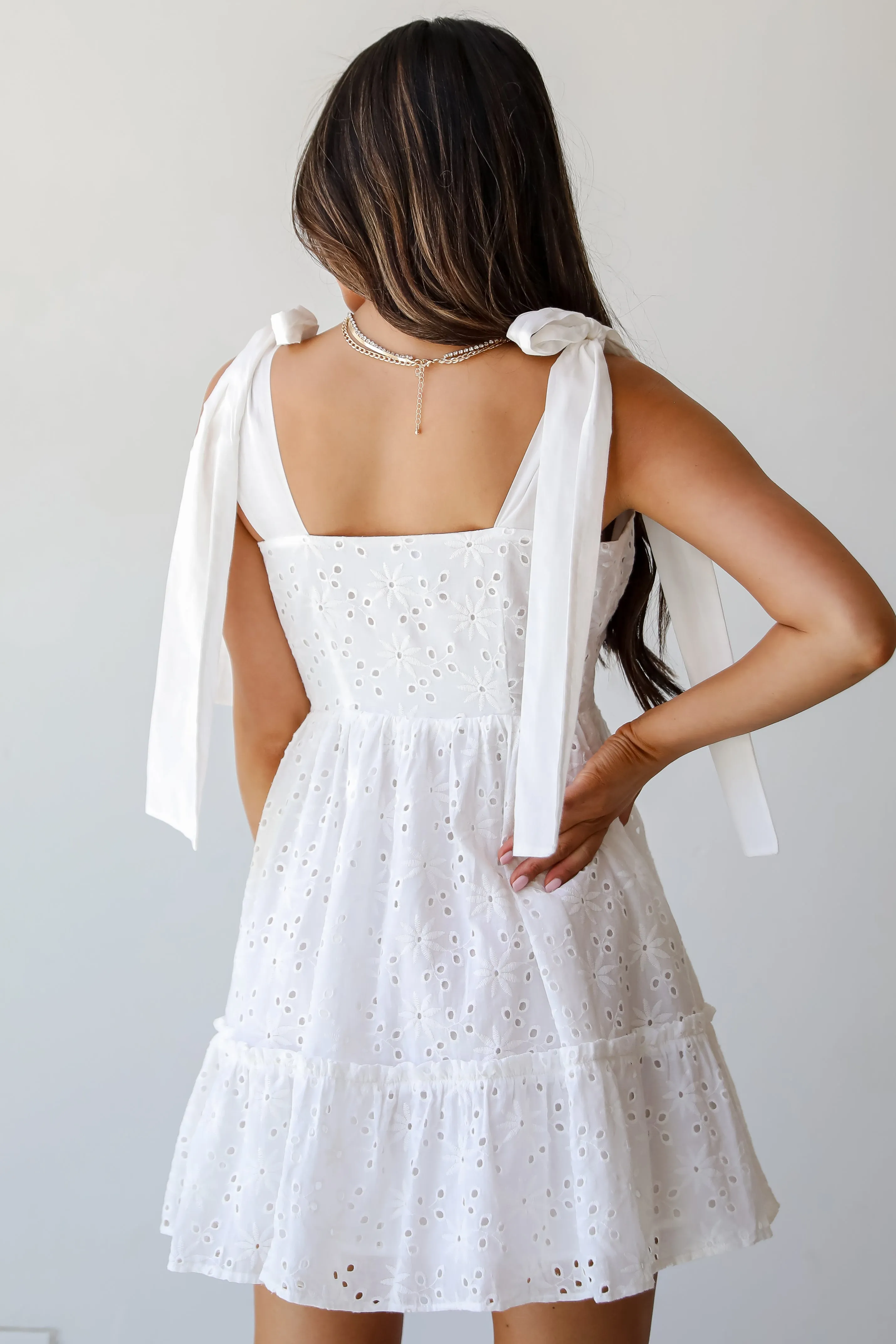 FINAL SALE - All About Love White Eyelet Tiered Mini Dress