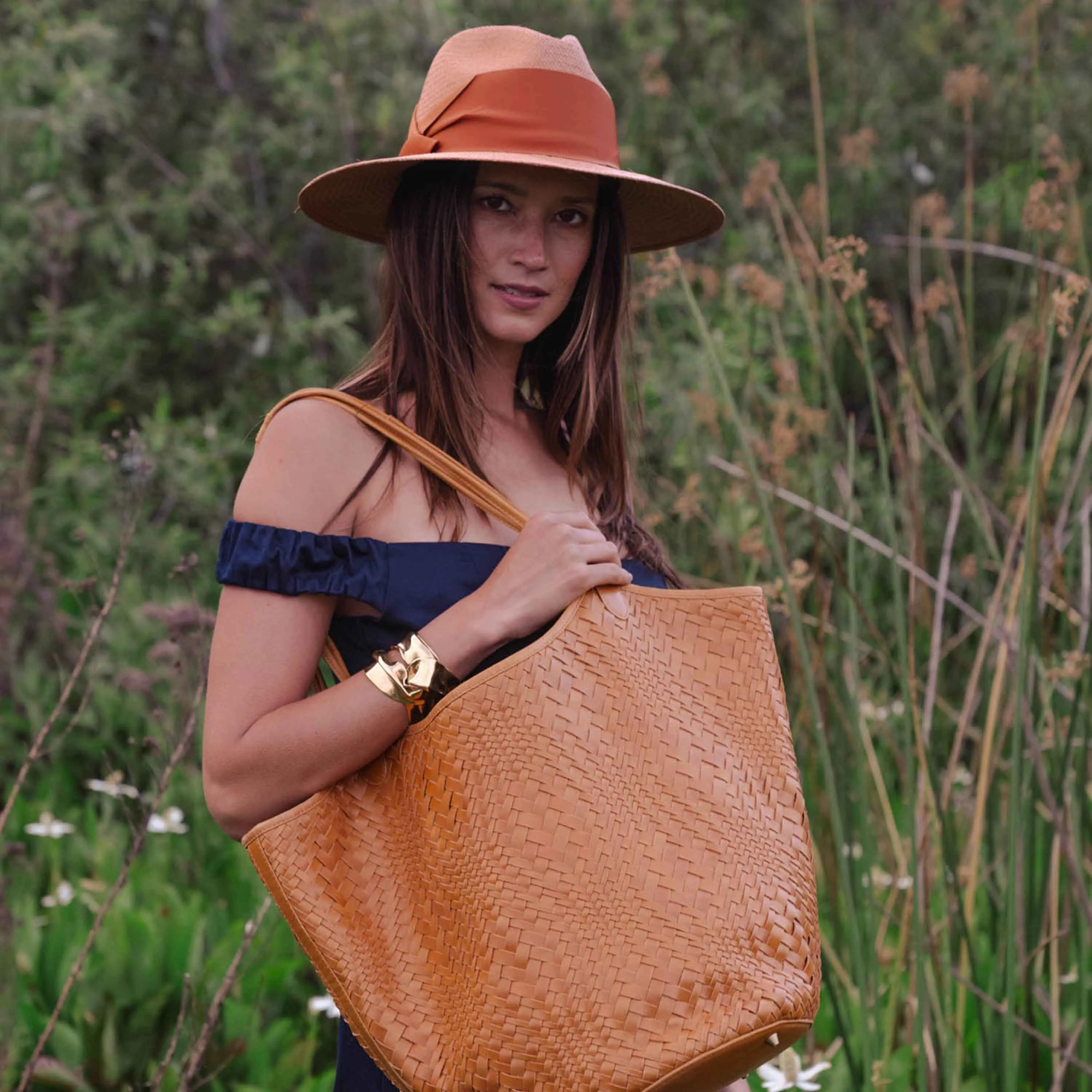 FREYA Flow Woven Large Tote, Caramel