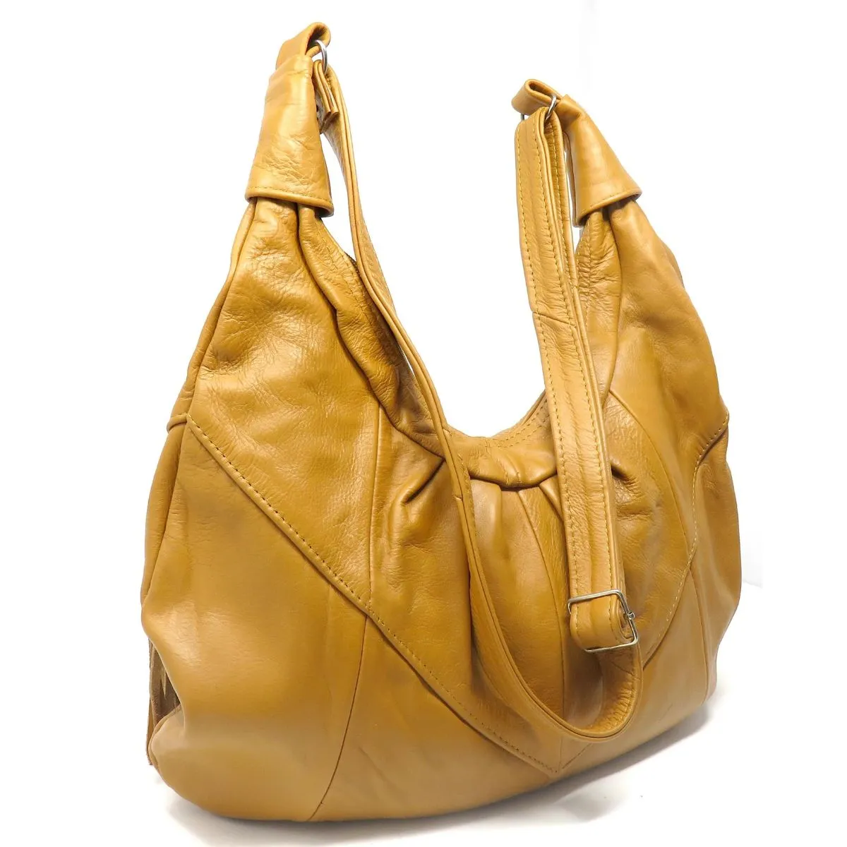 Fringe Hobo Bag - Soft Genuine Leather Brown Color