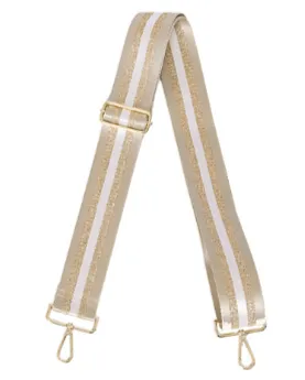 Glitter Stripe Guitar Strap in beige