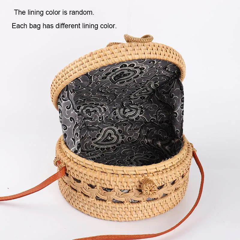 Handwoven Circle Rattan Beach Bag