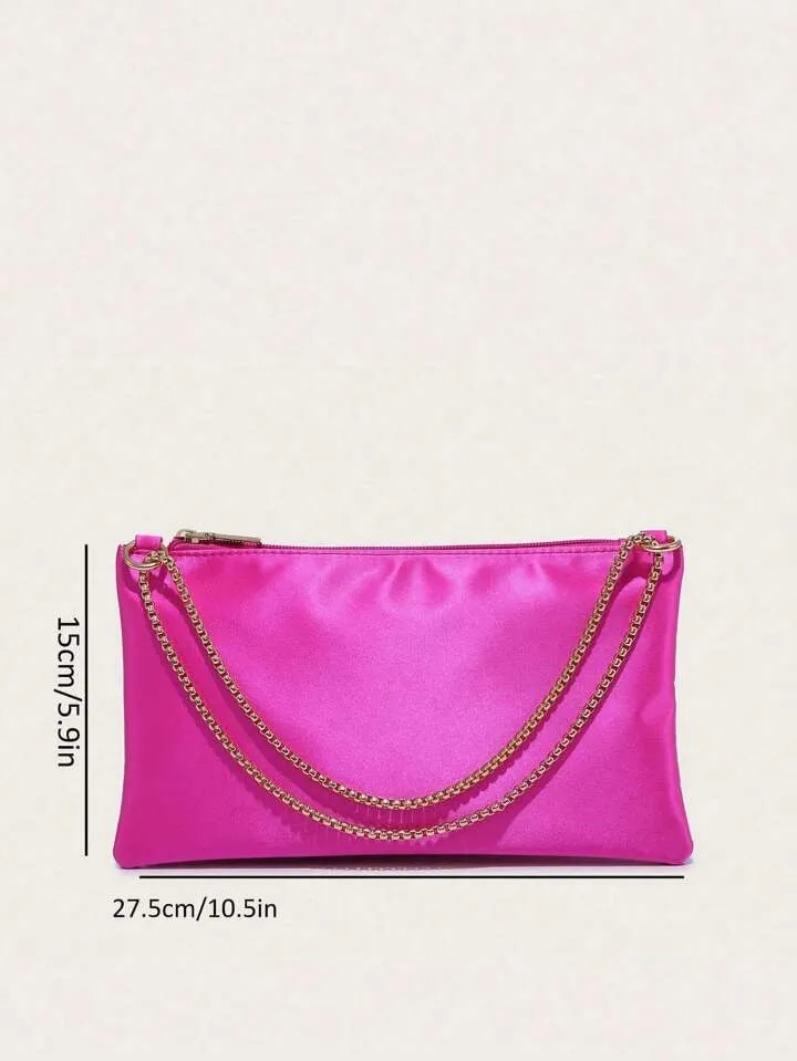 Hot Pink Satin Clutch